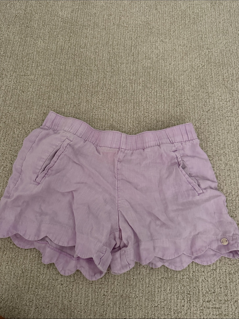 Lilly Pulitzer Lavender Scallop-Hem linen  Shorts